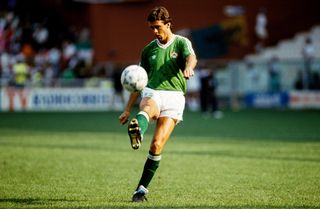 David O'Leary playing for the Republic of Ireland at the 1990 World Cup