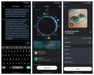 Oura Labs: Advisor and Meal logging