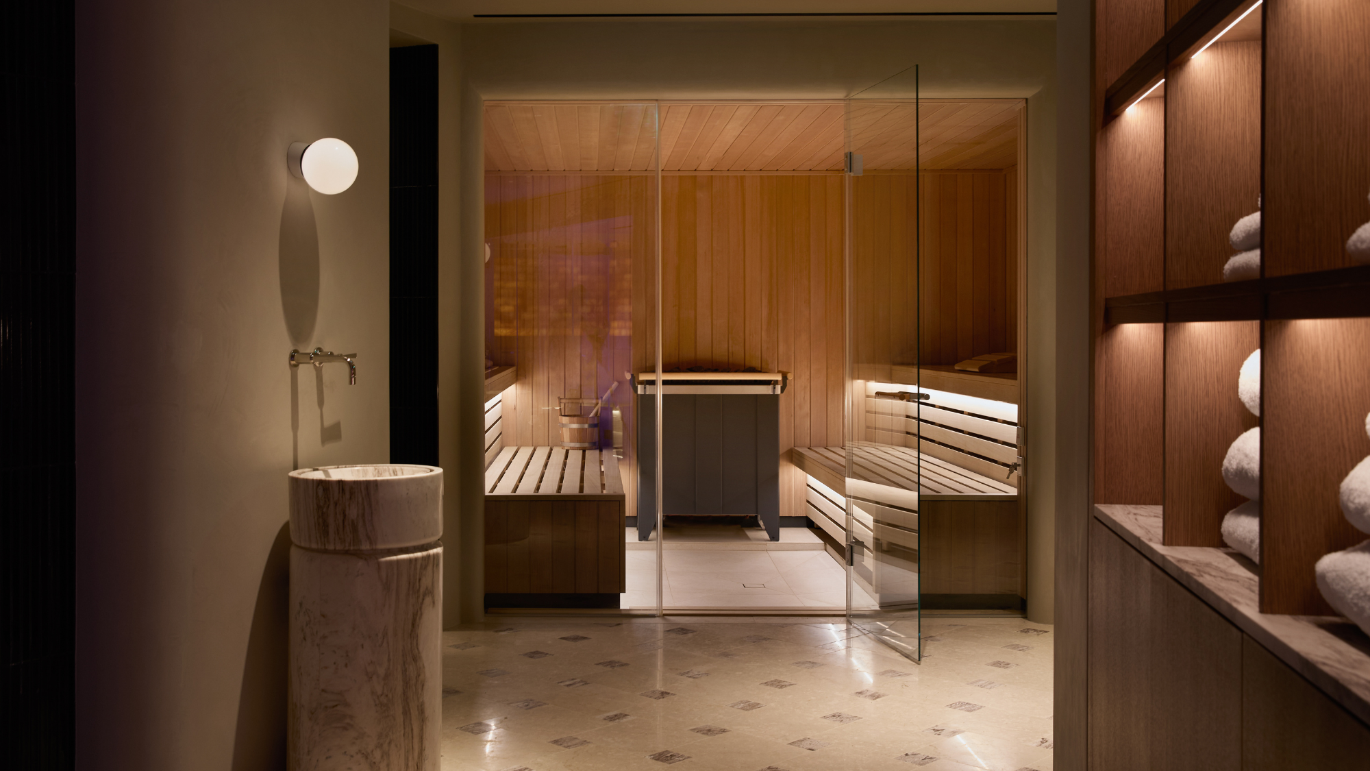 Spa and sauna at The Newman hotel in London
