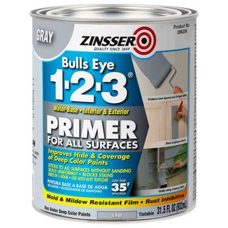 Zinsser 286258 Bulls Eye 1-2-3 All Surface Primer, Quart, Gray