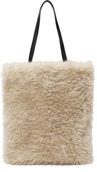 AMOMENTO, Beige Faux-Fur Tote