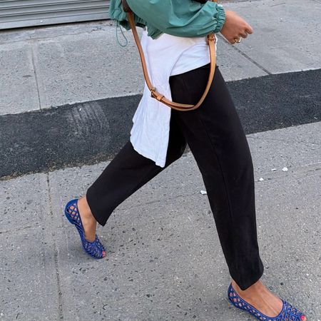 ruby lyn wearing woven flats