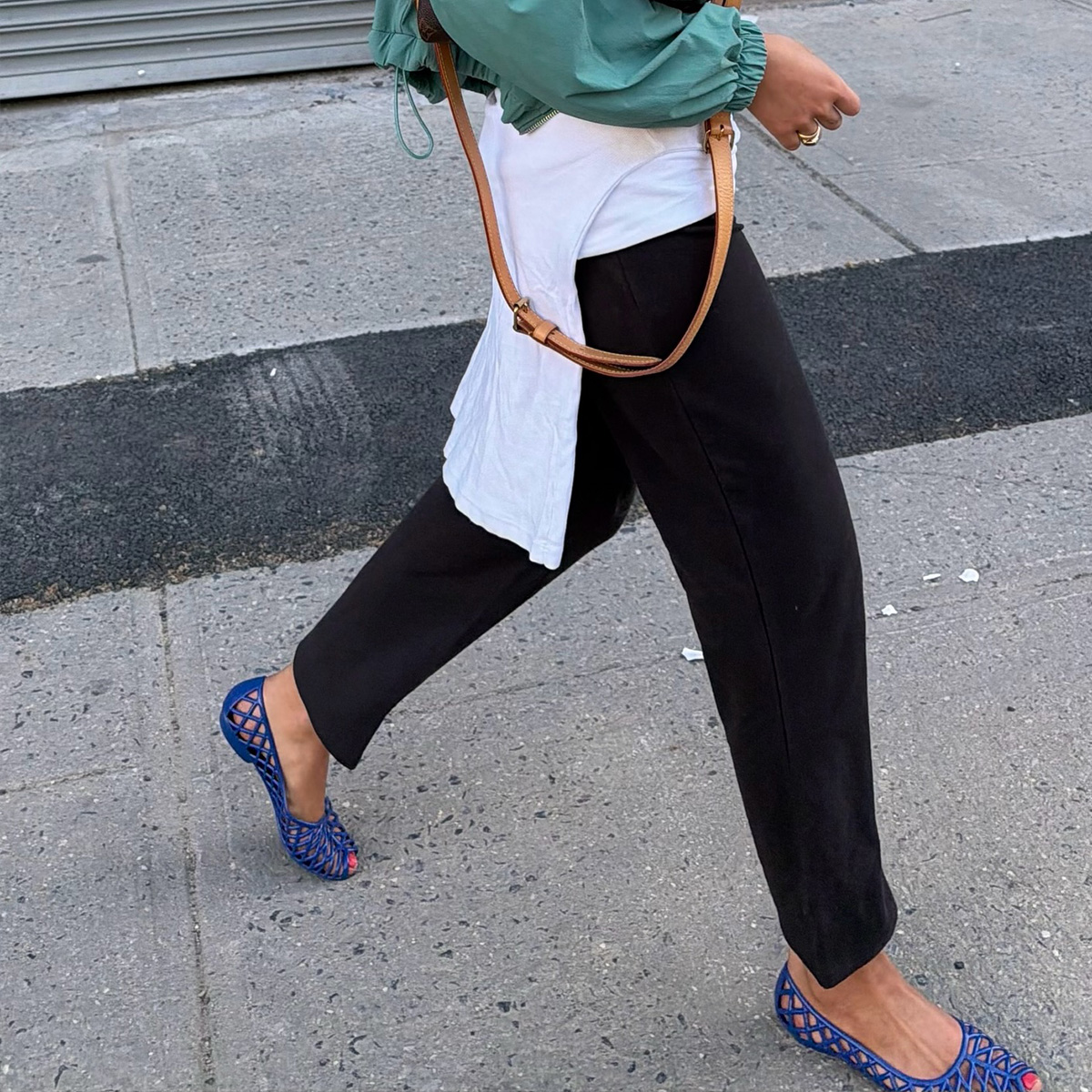 ruby lyn wearing woven flats