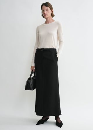 Low-Waist Straight Skirt Black