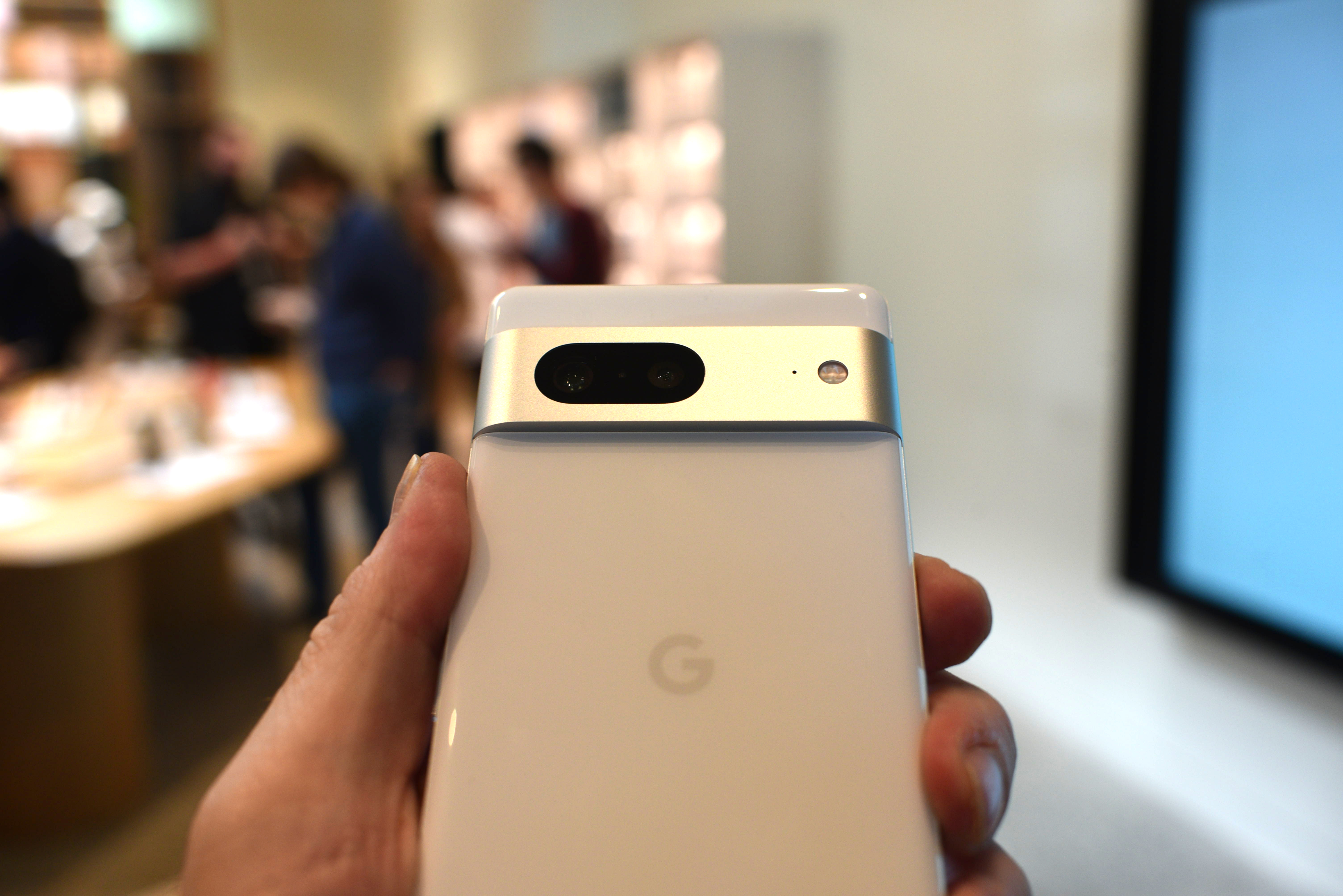 Google Pixel 7 on display at Williamsburg Google Store