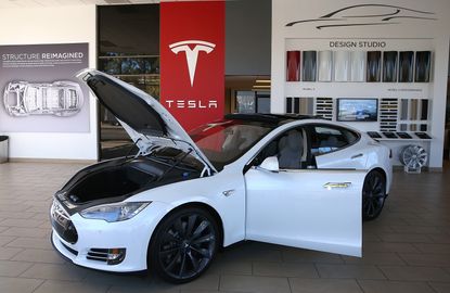 Tesla Model S in a showroom