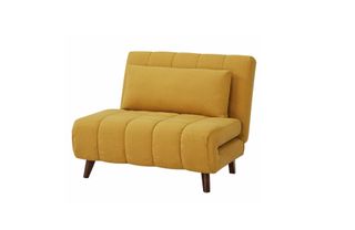 A mustard yellow sleeper sofa