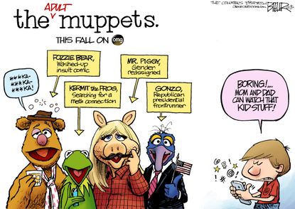 Editorial cartoon U.S. entertainment Muppets