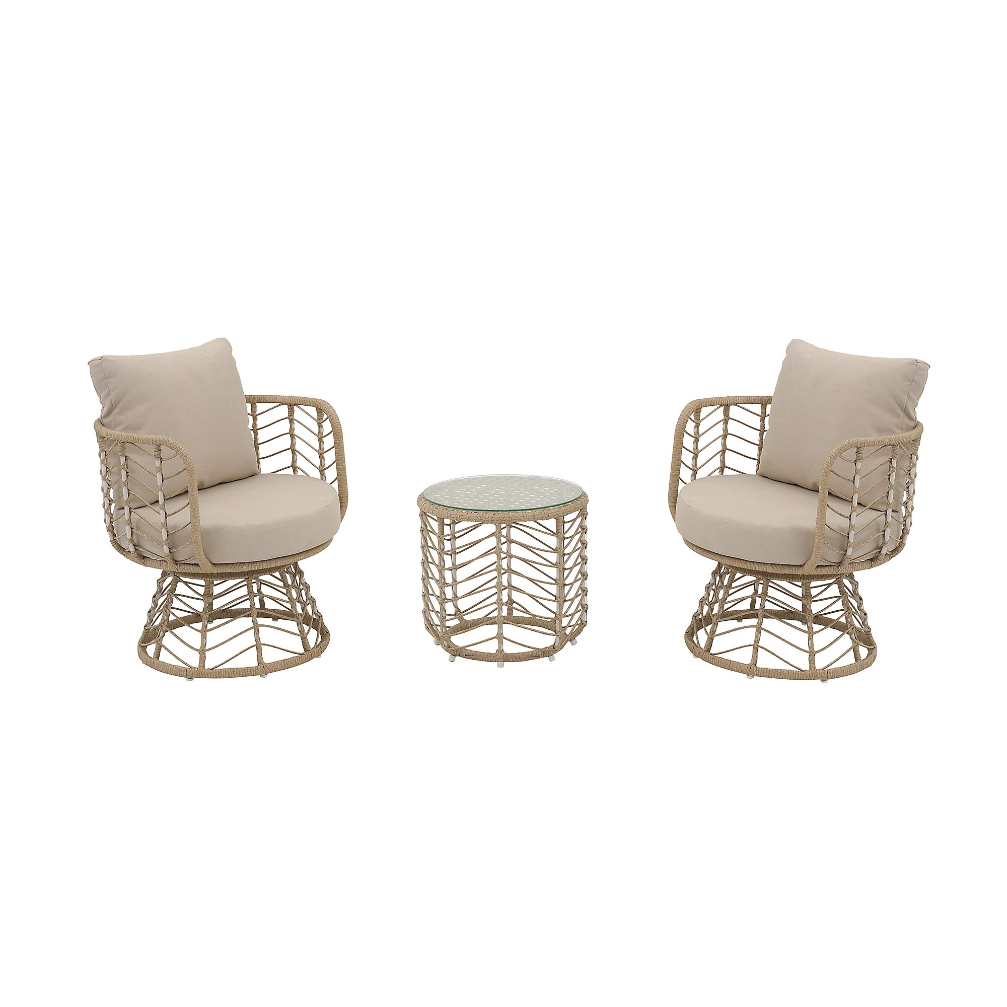 GoodHome Omalos Beige Metal 2 seater Bistro set