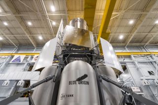 The National Team’s engineering mockup of the crew lander vehicle at NASA Johnson Space Center’s iconic Building 9.