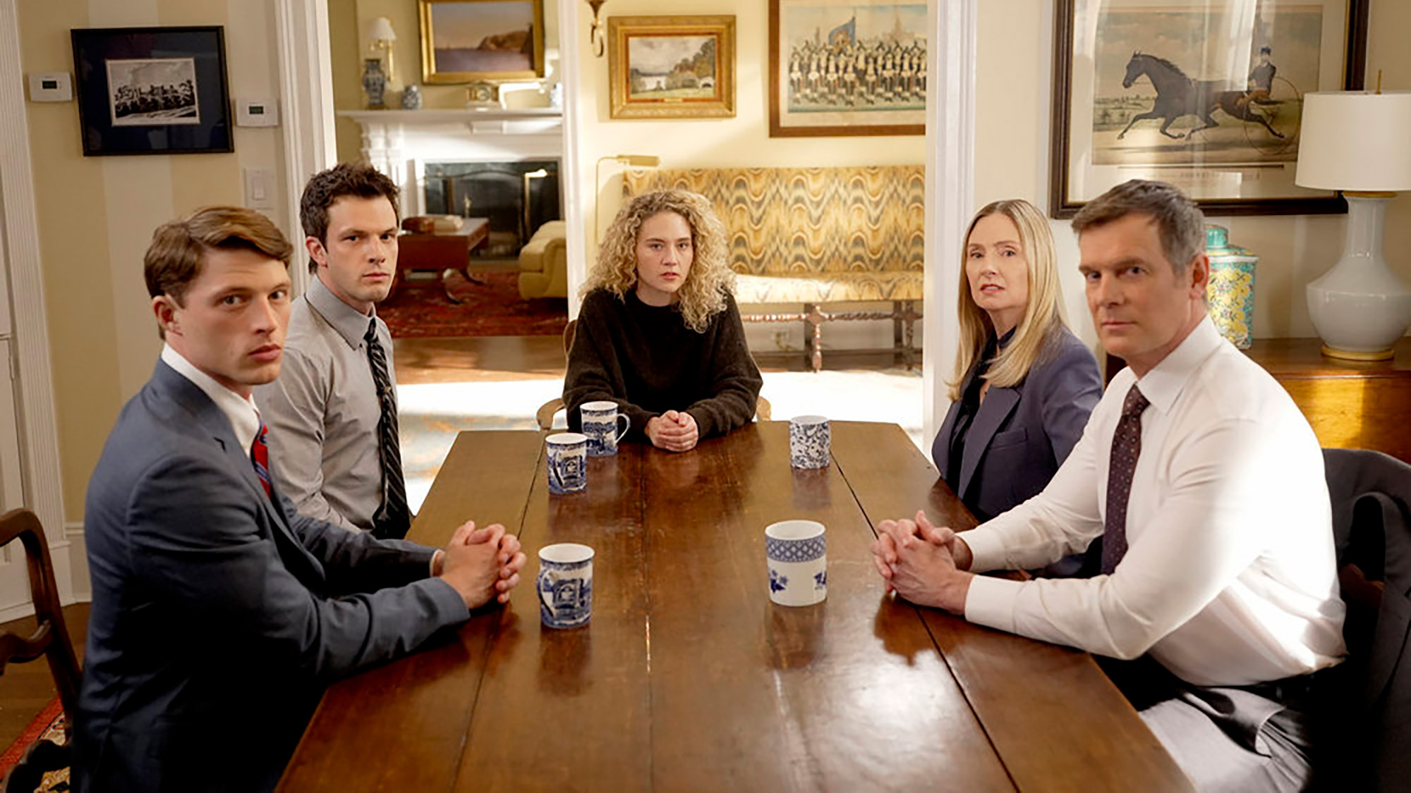 Peter Krause, Hope Davis and the Line of Fire Hollingsworth family sit around the family table in the new NBC drama.