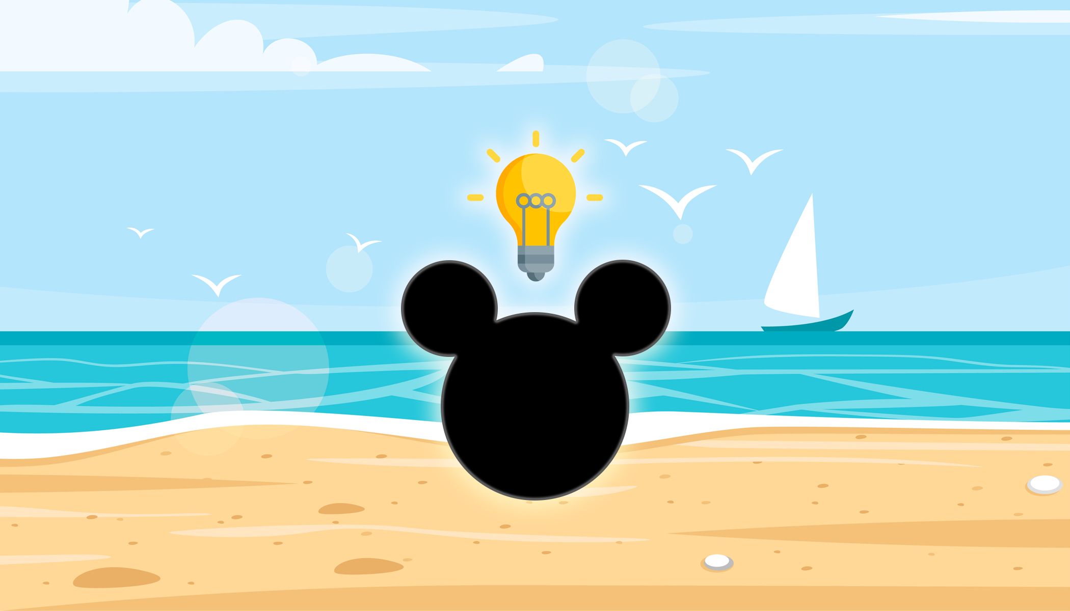 Mickey mouse ears on a beach.