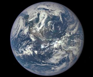 A NASA camera on the Deep Space Climate Observatory satellite captured its first view of the entire sunlit side of the spherical planet Earth, on July 6, 2015.