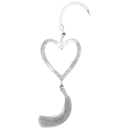 Honmeet 1pcs Creative Heart Shaped Ornament White Acrylic Pendant for Christmas Party 32.00x9.00x0.50cm