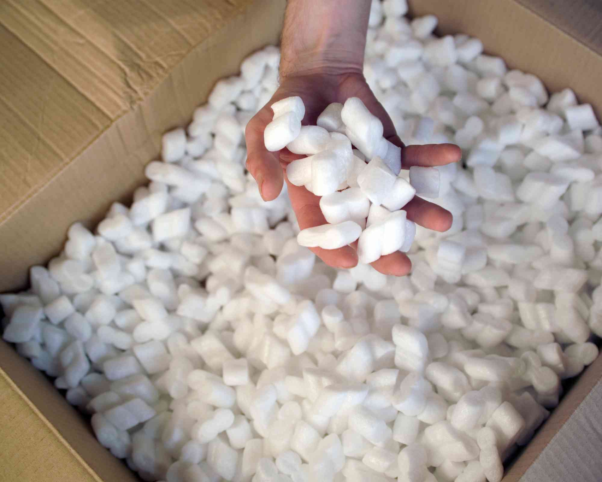 Packing peanuts in a box
