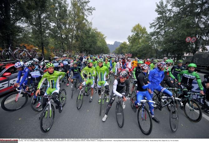 On the start line of stage 2 at the Tour of Beijing