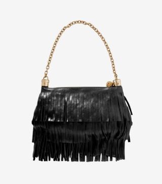 Image of black fringe handbag