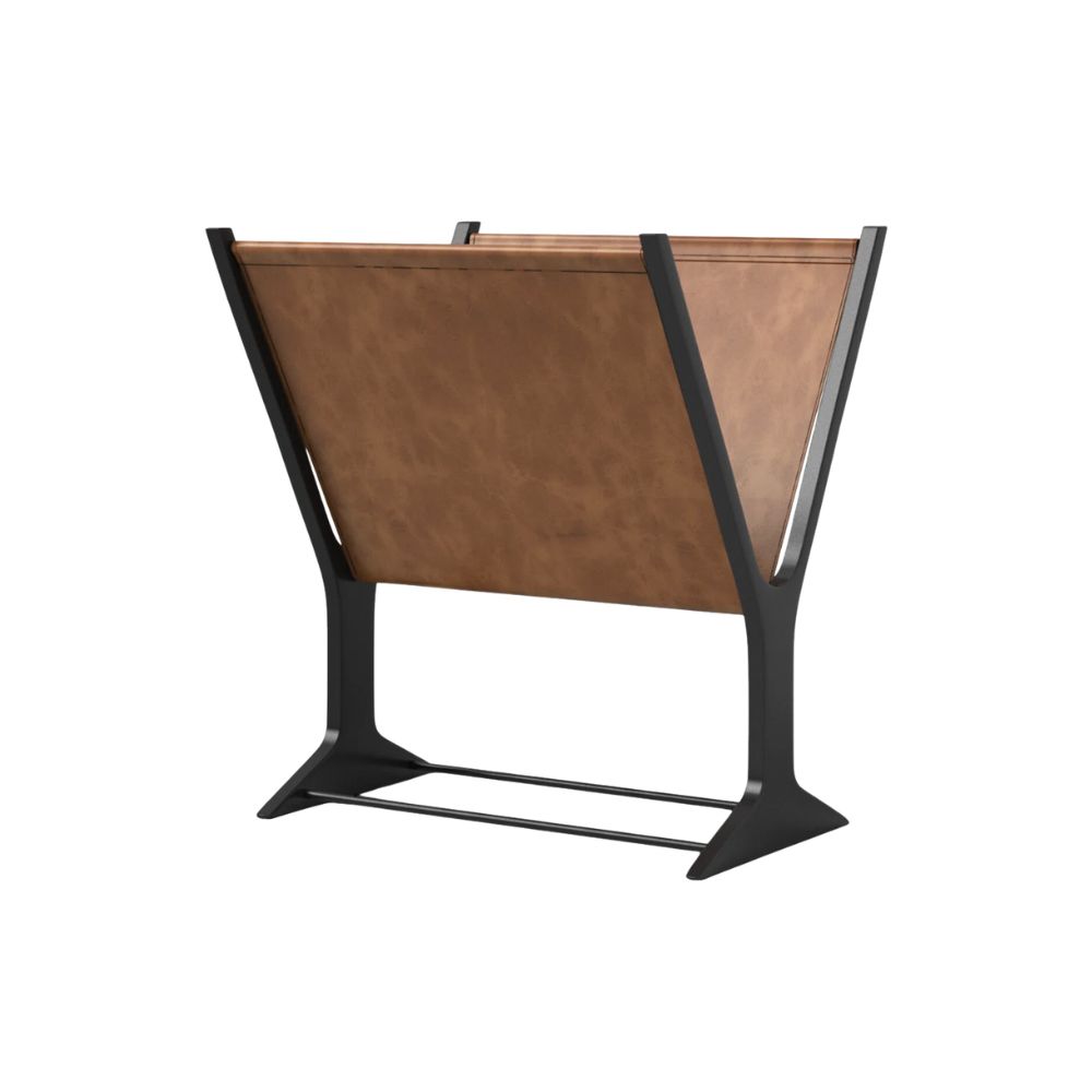 Leather triangular magazine rack