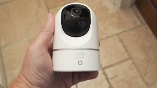 Eufy Indoor Cam E220 held in a hand