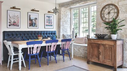 kitchen with upholstered banquette seat