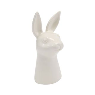 white coloured rabbit head ornament with white background