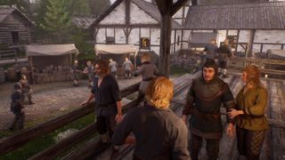 Villagers in a medieval town