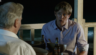 Humphrey shares a beer with his dad in Death in Paradise season 4 episode 8