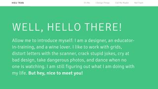 Hieu Tran’s portfolio site strikes a friendly and approachable tone