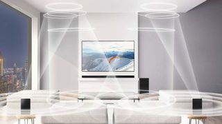 the lg sp11ra soundbar in a living room