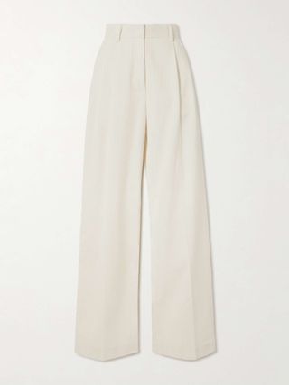 Pleated Silk and Organic Cotton-Blend Corduroy Wide-Leg Pants