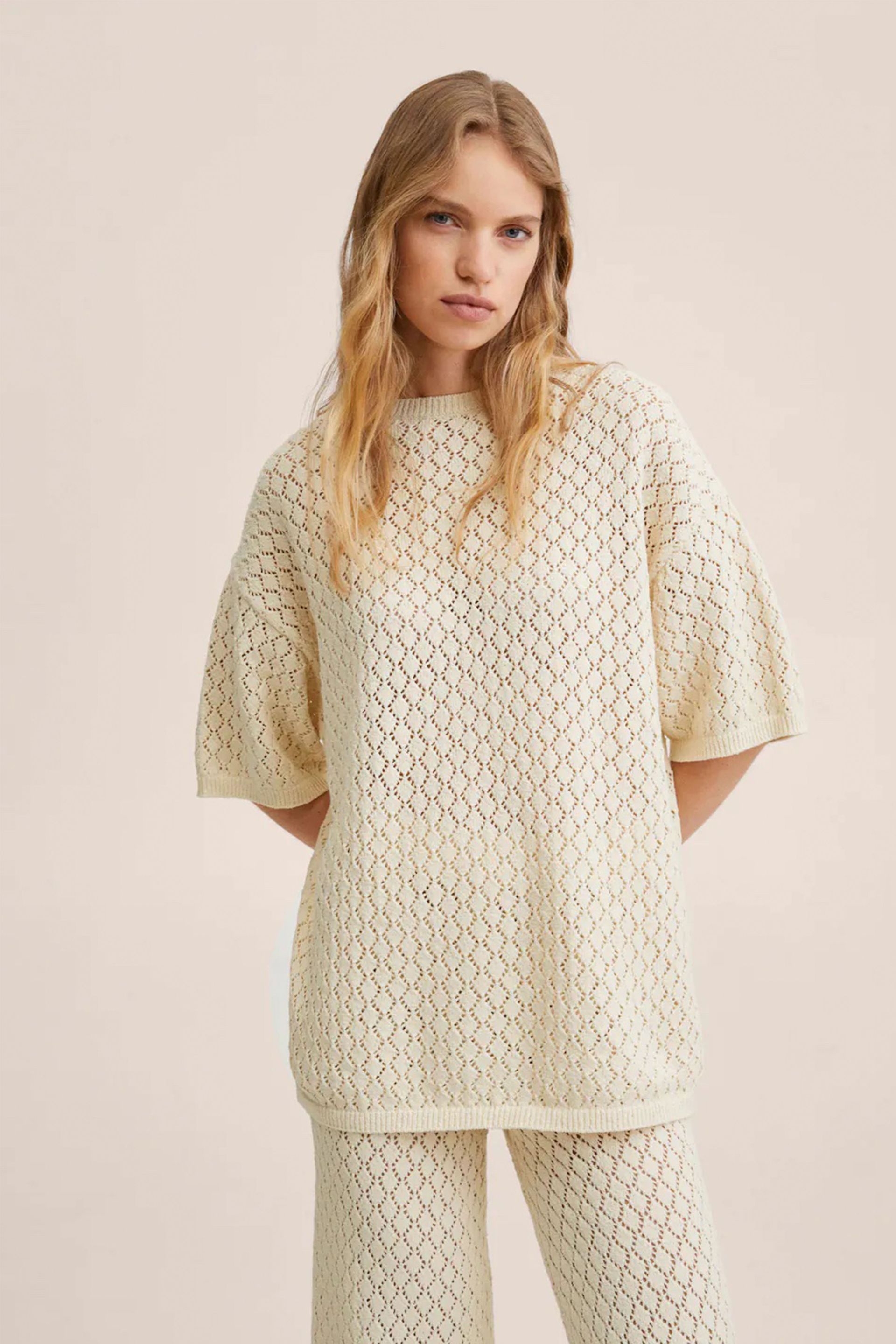 Openwork knit pants matching set mango