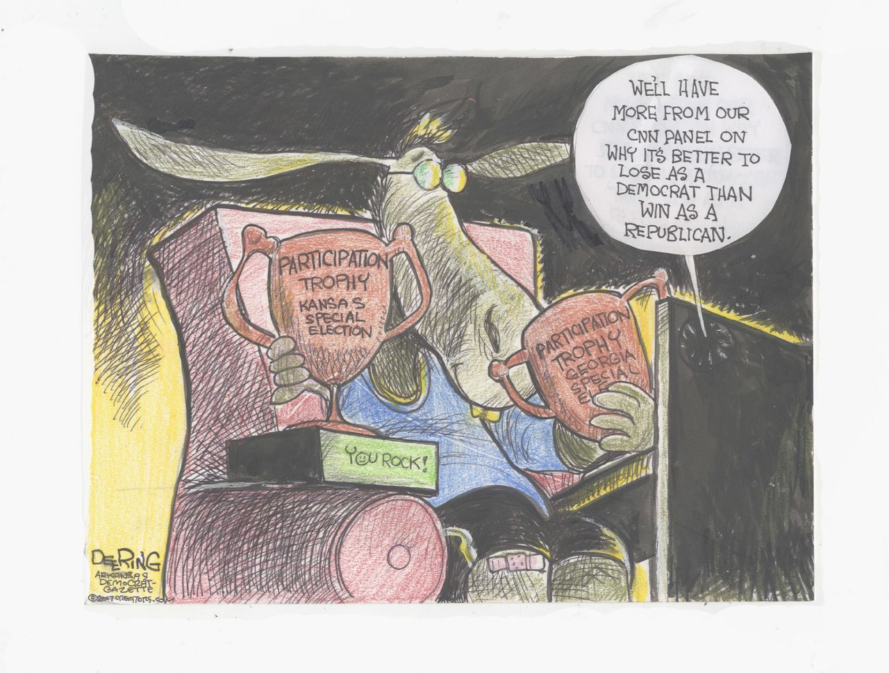 Political Cartoon U.S. Democrats participation Kansas Georgia special election