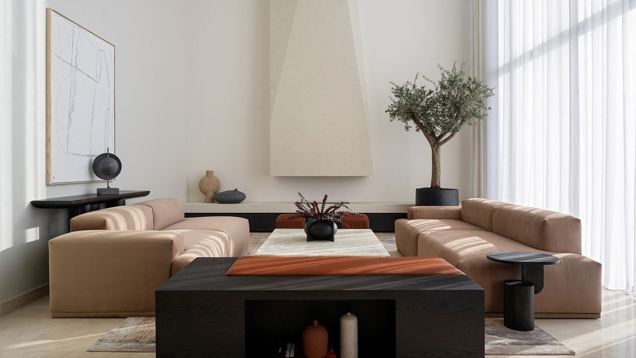 A calming, minimalist living room 