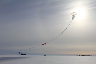 BLAST-Pol's balloon goes up just before release in December 2012.