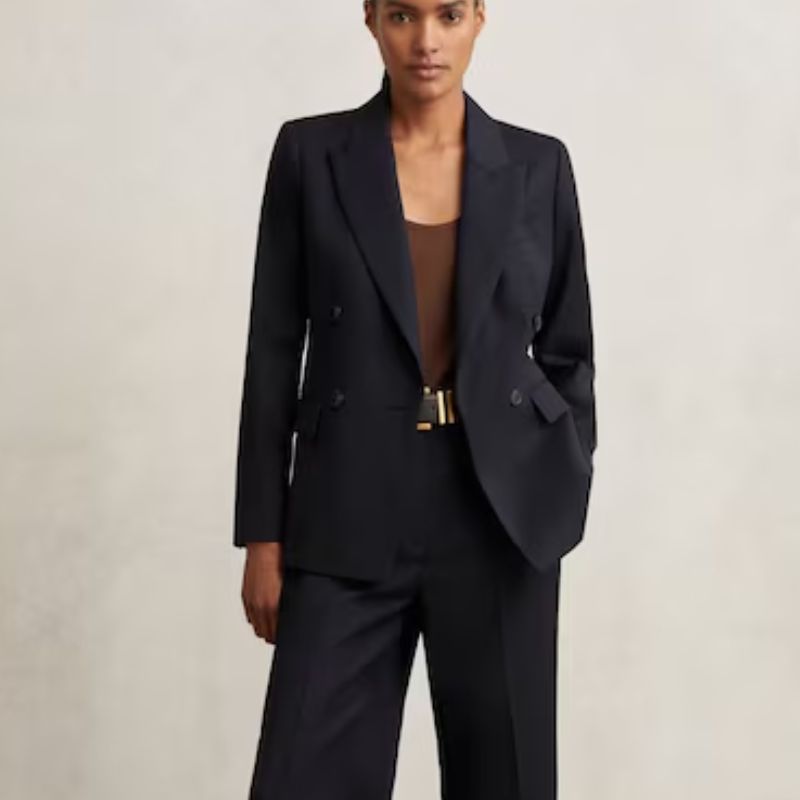 double-breasted black blazer