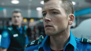 Taron Egerton as Ethan Kopek in "Carry-On" now streaming on Netflix