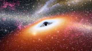 An illustration of a primitive black hole forming.