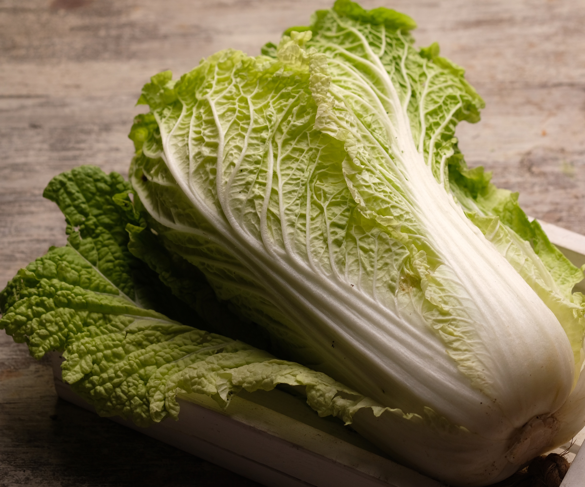 Chinese cabbage on wooden table