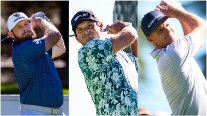 Tyrrell Hatton, Patrick Reed and Justin Rose all pictured making a swing during the 2026 Open de Espana where they missed the cut