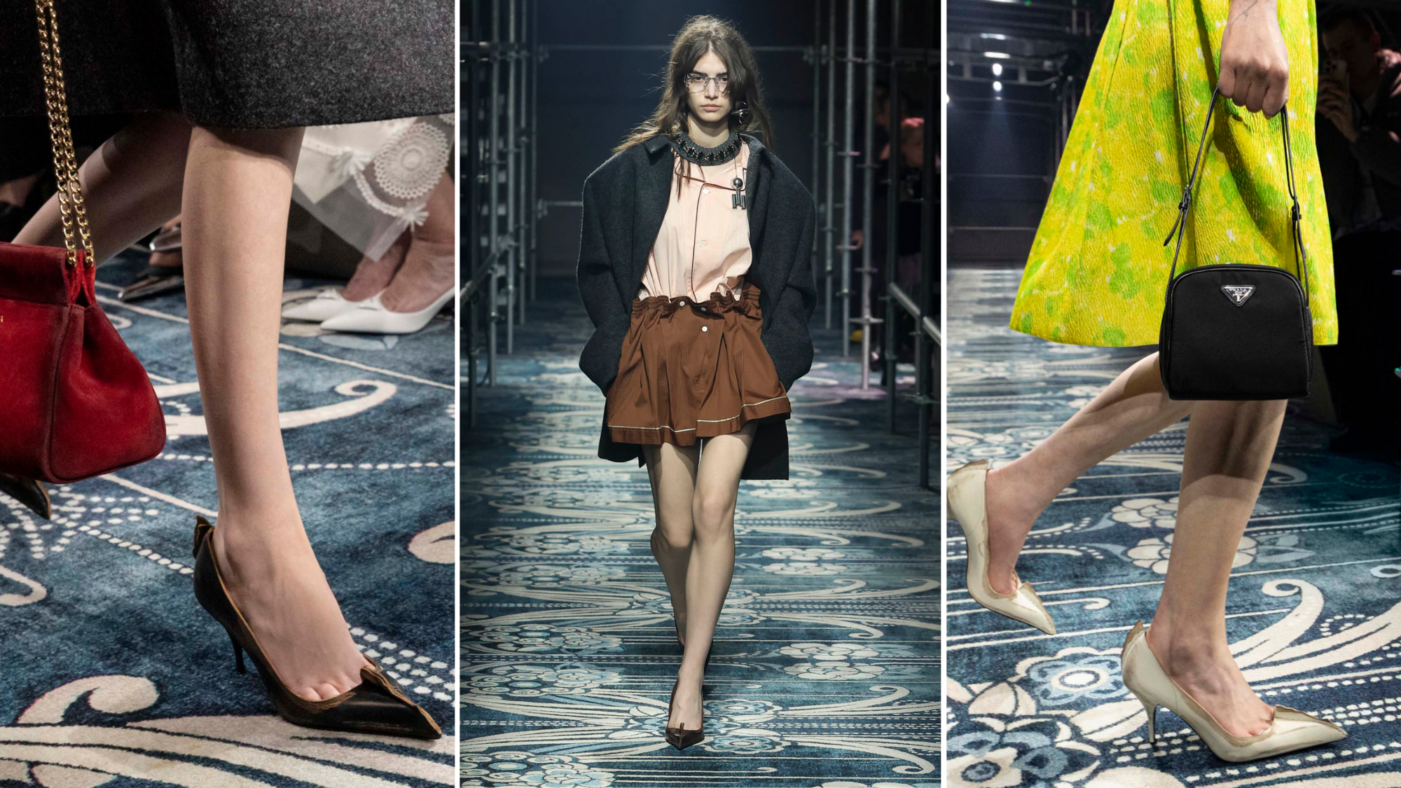 Prada antiqued leather pumps runway images