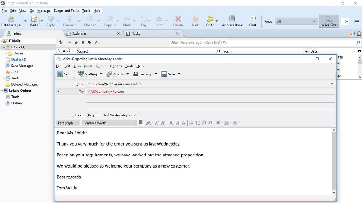 Mozilla Thunderbird, expanded by SoftMaker