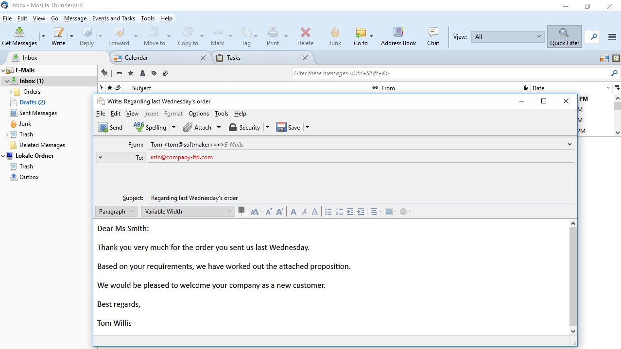 Mozilla Thunderbird, expanded by SoftMaker