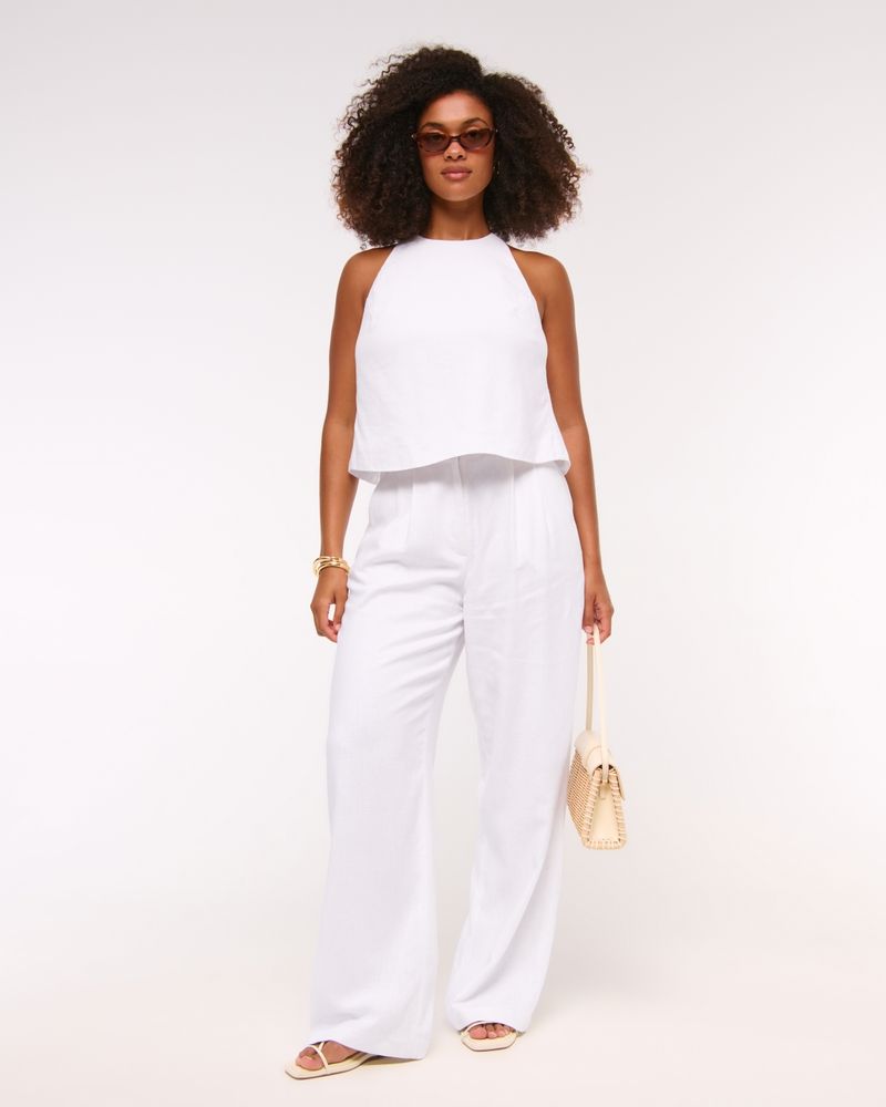 Curve Love A&f Sloane Linen-Blend Wide Leg Pant