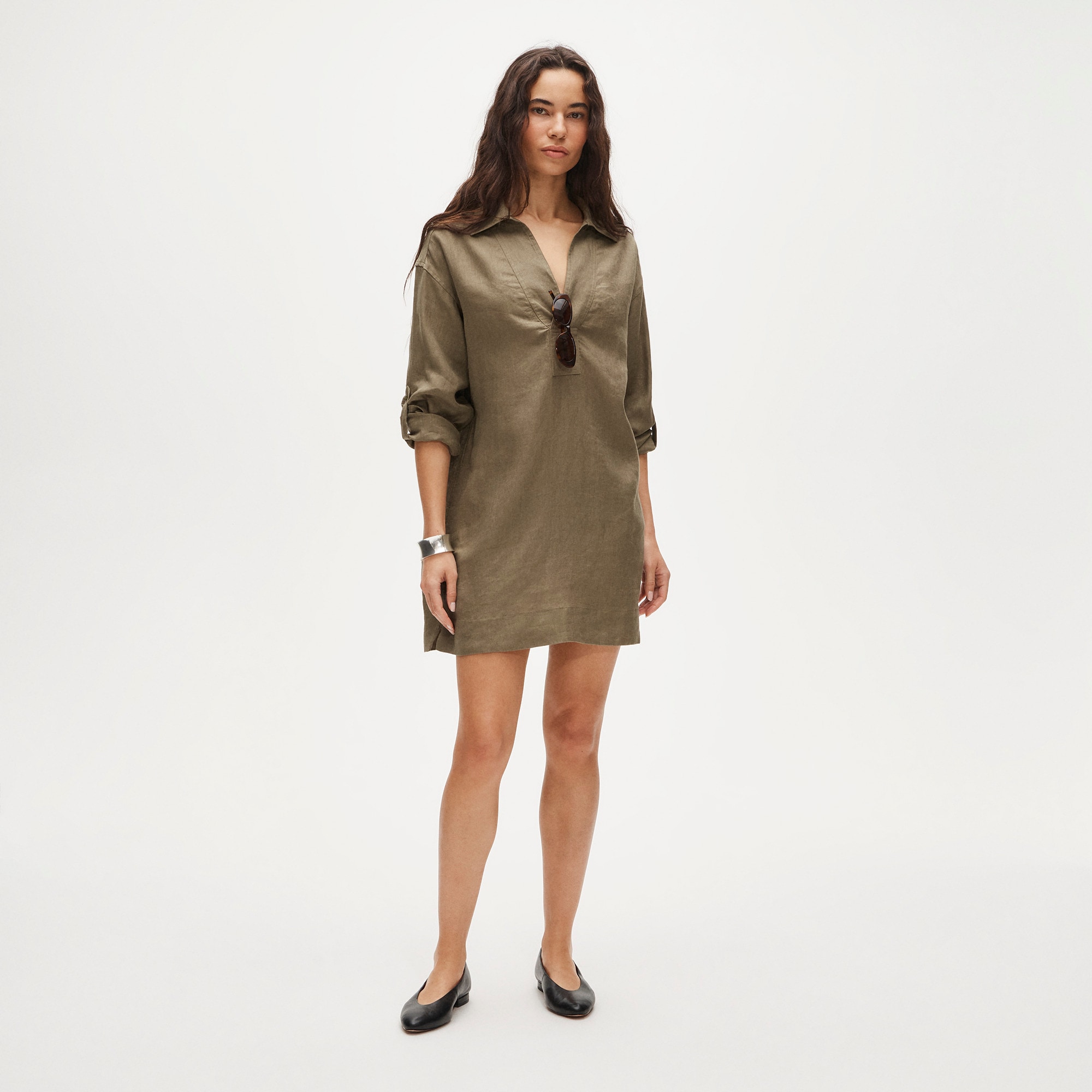 V-Neck Popover Dress in Linen