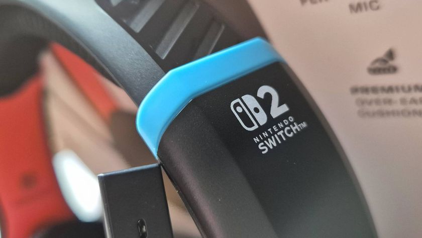 Photo by Rosalie Newcombe of the Turtle Beach Airtlite Fit wired headset for the Switch 2, on a wooden coffee table.