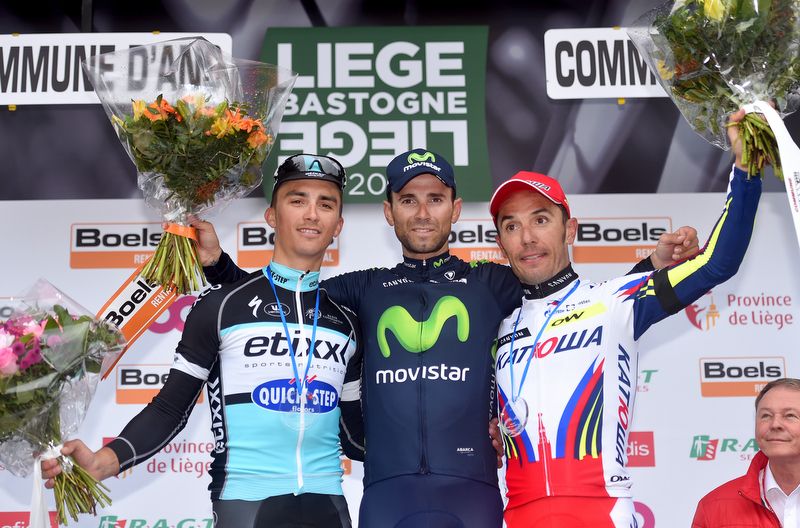The 2015 Li&egrave;ge - Bastogne - Li&egrave;ge podium