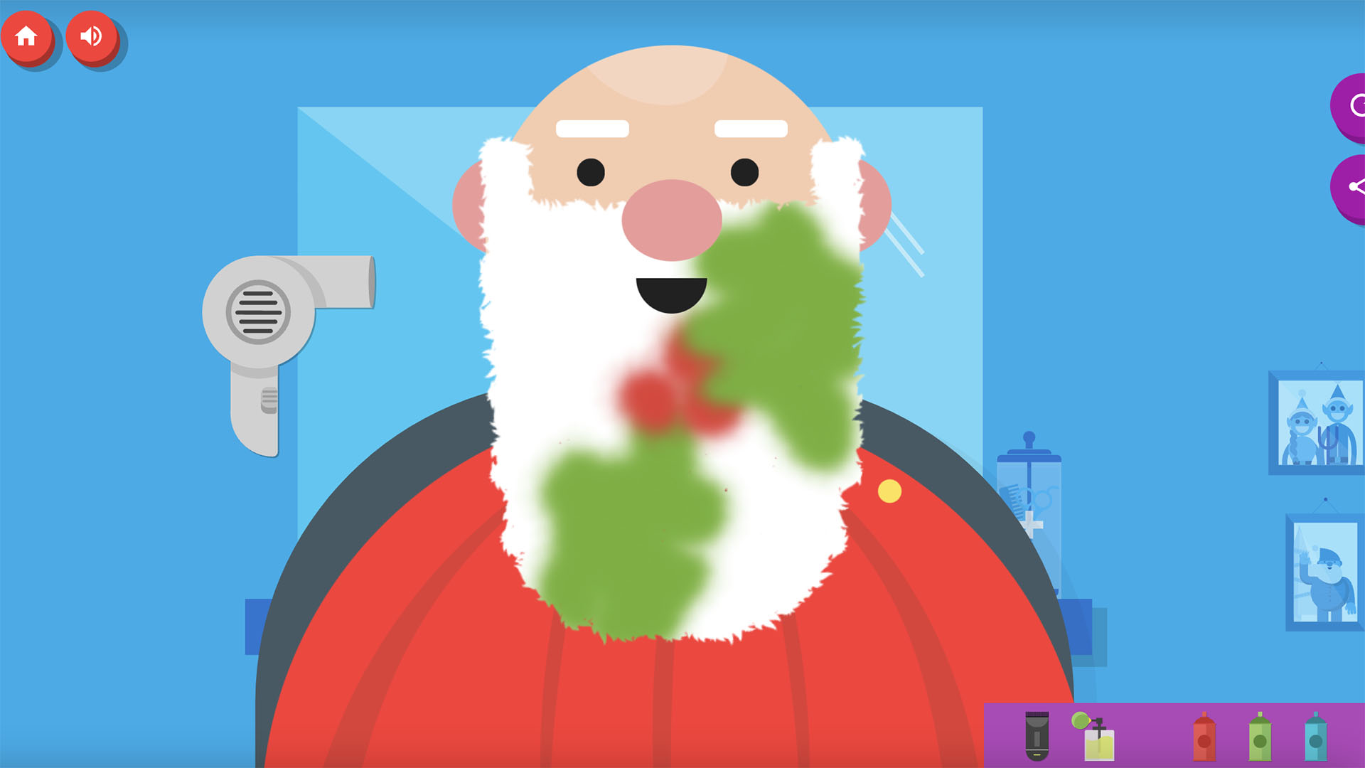 Santa with holly pattern on his beard