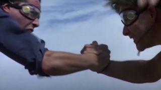 Keanu Reeves and Patrick Swayze skydiving in Point Break
