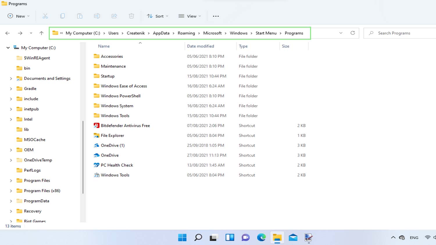 How to find the Windows 11 startup folder location