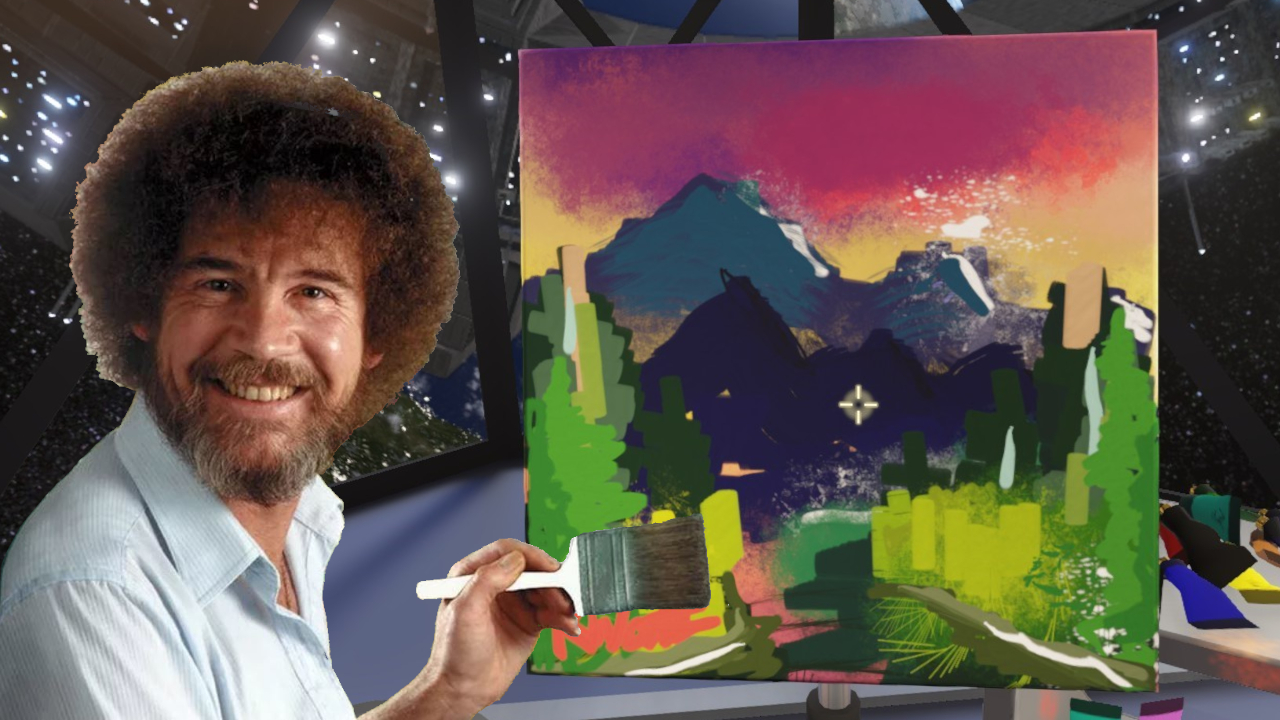  I tried following a Bob Ross tutorial while playing an artist sim and the struggle was real 